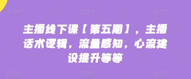 主播线下课【第五期】，主播话术逻辑，流量感知，心流建设提升等等-氚客吧