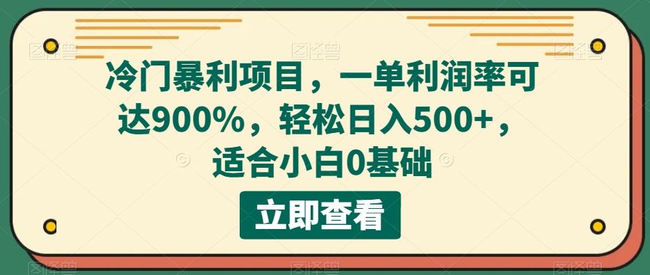 冷门暴利项目，一单利润率可达900%，轻松日入500+，适合小白0基础-氚客吧