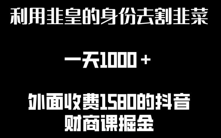 利用非皇的身份去割韭菜，一天1000+(附详细资源)【揭秘】-氚客吧