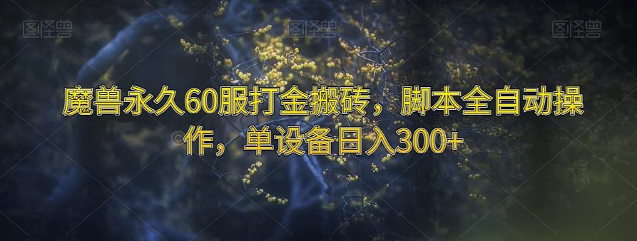 魔兽永久60服打金搬砖，脚本全自动操作，单设备日入300+【揭秘】-氚客吧