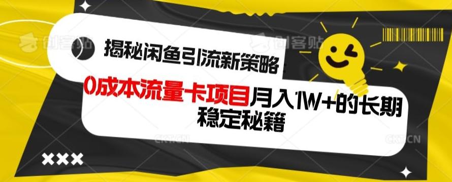揭秘闲鱼引流新策略：0成本流量卡项目，月入1W+的长期稳定秘籍-氚客吧