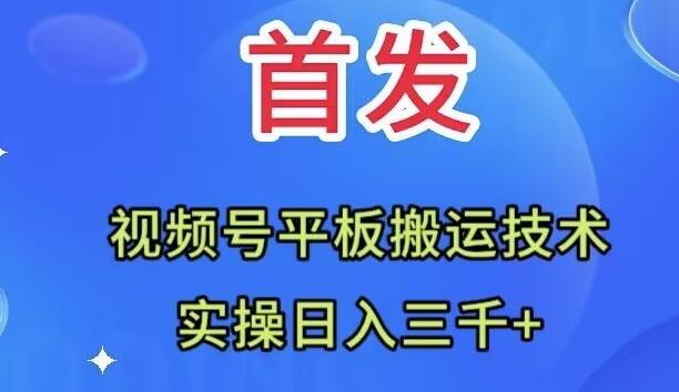 全网首发：视频号平板搬运技术，实操日入三千＋-氚客吧