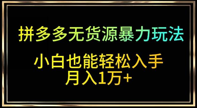 拼多多无货源暴力玩法，全程干货，小白也能轻松入手，月入1万+【揭秘】-氚客吧