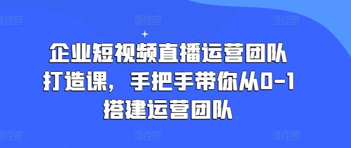 企业短视频直播运营团队打造课，手把手带你从0-1搭建运营团队-氚客吧
