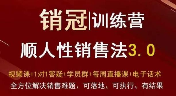 爆款！销冠训练营3.0之顺人性销售法，全方位解决销售难题、可落地、可执行、有结果-氚客吧