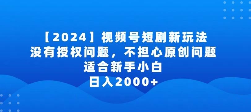 2024视频号短剧玩法，没有授权问题，不担心原创问题，适合新手小白，日入2000+【揭秘】-氚客吧