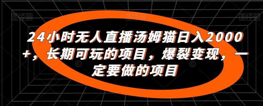 24小时无人直播汤姆猫日入2000+，长期可玩的项目，爆裂变现，一定要做的项目【揭秘】-氚客吧