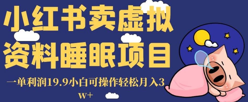 小红书卖虚拟资料睡眠项目，一单利润19.9小白可操作轻松月入3w+【揭秘】-氚客吧