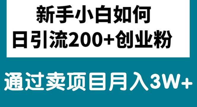 新手小白日引流200+创业粉,通过卖项目月入3W+-氚客吧