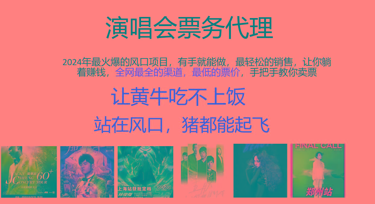 2024年最火爆风口项目，演唱会票务代理，日入2000+，一部手机就能搞定！-氚客吧