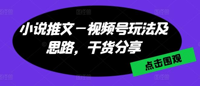 小说推文—视频号玩法及思路，干货分享-氚客吧