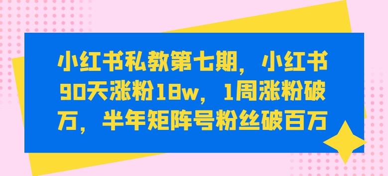 小红书私教第七期，小红书90天涨粉18w，1周涨粉破万，半年矩阵号粉丝破百万-氚客吧