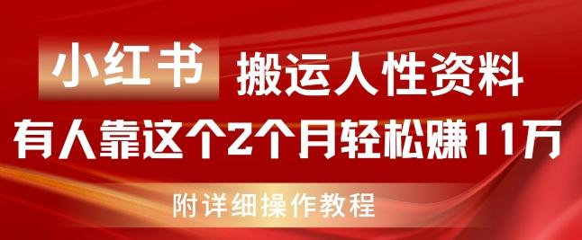 小红书搬运人性资料，有人靠这个2个月轻松赚11w，附教程【揭秘】-氚客吧