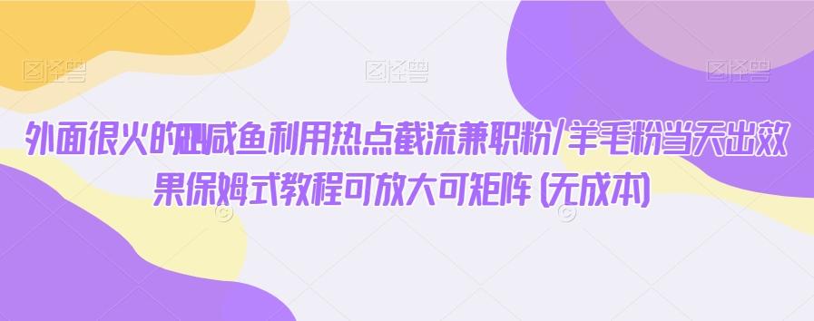外面很火的2024咸鱼利用热点截流兼职粉/羊毛粉当天出效果保姆式教程可放大可矩阵(无成本)-氚客吧