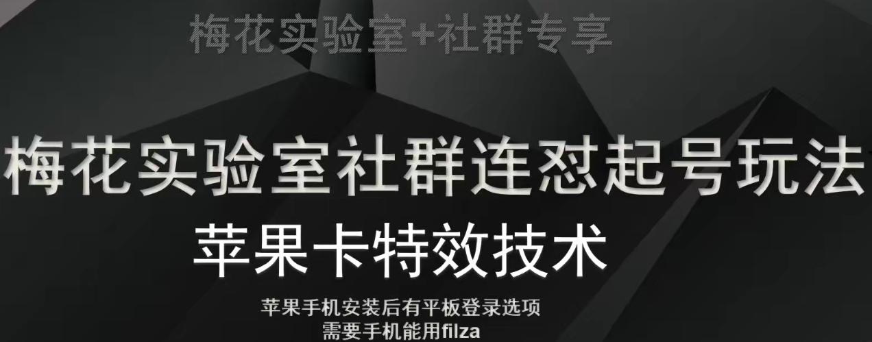 梅花实验室社群视频号连怼起号玩法，最新苹果卡特效技术-氚客吧