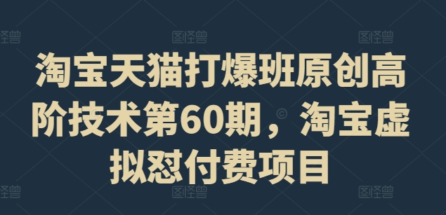 淘宝天猫打爆班原创高阶技术第60期，淘宝虚拟怼付费项目-氚客吧