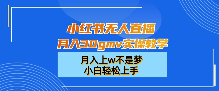 小红书无人直播月入30gmv实操教学，月入上w不是梦，小白轻松上手【揭秘】-氚客吧