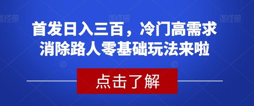 首发日入三百，冷门高需求消除路人零基础玩法来啦【揭秘】-氚客吧