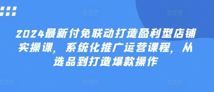 2024最新付免联动打造盈利型店铺实操课，​系统化推广运营课程，从选品到打造爆款操作-氚客吧