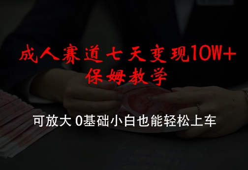 成人赛道七天变现10W+保姆教学，可放大，0基础小白也能轻松上车【揭秘】-氚客吧