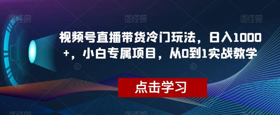 视频号直播带货冷门玩法，日入1000+，小白专属项目，从0到1实战教学【揭秘】-氚客吧