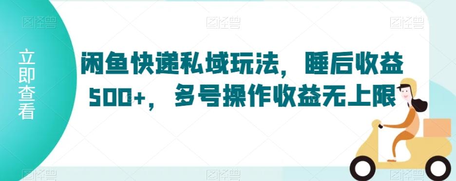 闲鱼快递私域玩法，睡后收益500+，多号操作收益无上限【揭秘】-氚客吧