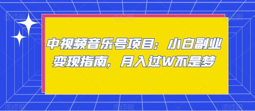 中视频音乐号项目：小白副业变现指南，月入过W不是梦【揭秘】-氚客吧