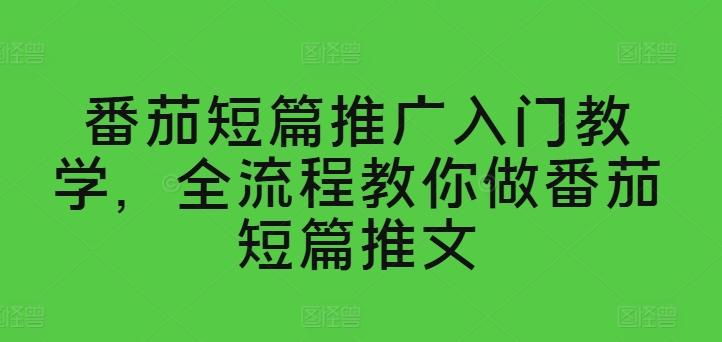 番茄短篇推广入门教学，全流程教你做番茄短篇推文-氚客吧