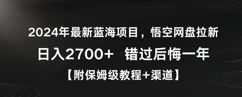 2024年最新蓝海项目，悟空网盘拉新，日入2700+错过后悔一年【附保姆级教程+渠道】【揭秘】-氚客吧