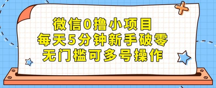 微信0撸小项目，每天5分钟新手破零，无门槛可多号操作-氚客吧
