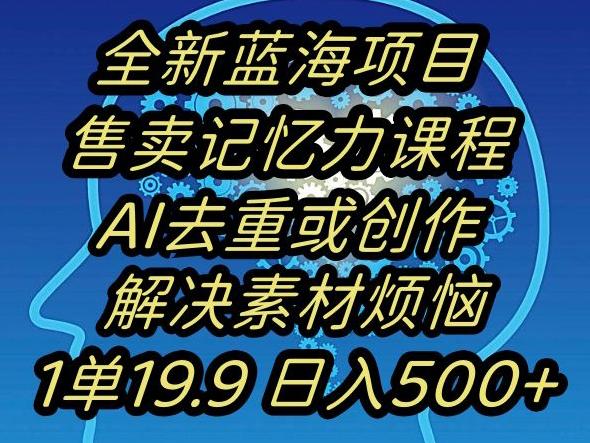 蓝海项目记忆力提升，AI去重，一单19.9日入500+【揭秘】-氚客吧