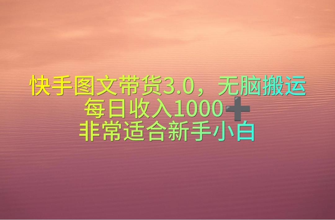 快手图文带货3.0，无脑搬运，每日收入1000＋，非常适合新手小白-氚客吧