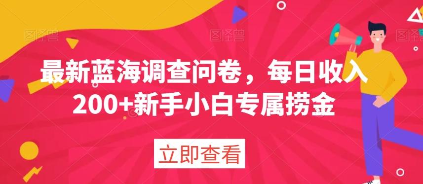 最新蓝海调查问卷，每日收入200+新手小白专属捞金-氚客吧
