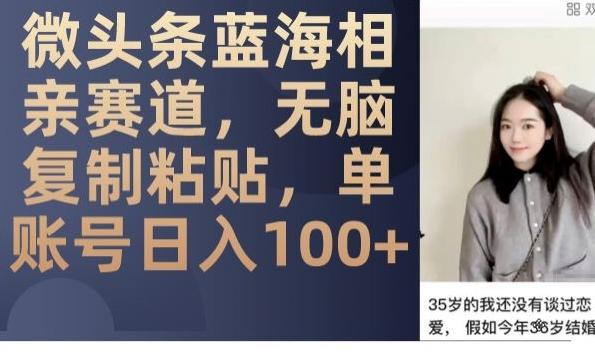 微头条蓝海相亲赛道，无脑复制粘贴，单账号日入100+-氚客吧