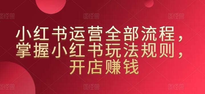 小红书运营全部流程，掌握小红书玩法规则，开店赚钱-氚客吧