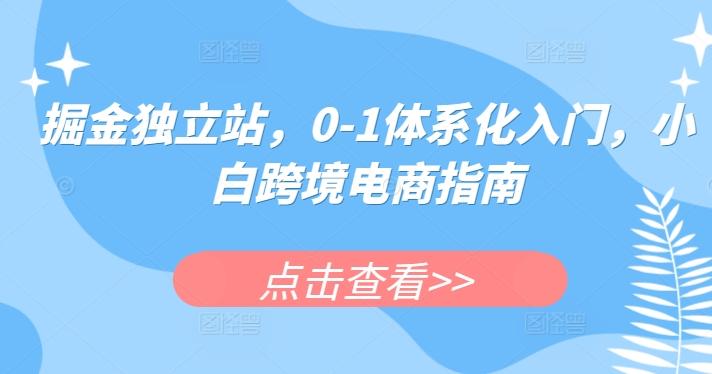 掘金独立站，0-1体系化入门，小白跨境电商指南-氚客吧