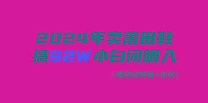 (9329期)2024年卖莆田鞋，搞了92W，小白闭眼操作！-氚客吧