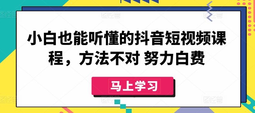 小白也能听懂的抖音短视频课程，方法不对 努力白费-氚客吧