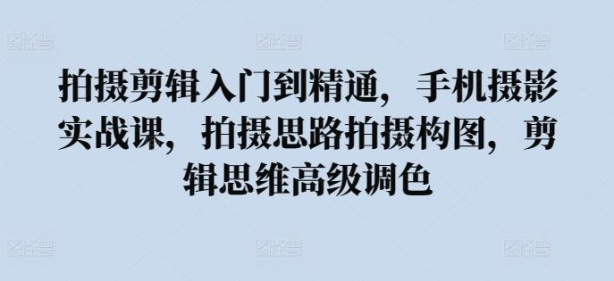 拍摄剪辑入门到精通，​手机摄影实战课，拍摄思路拍摄构图，剪辑思维高级调色-氚客吧
