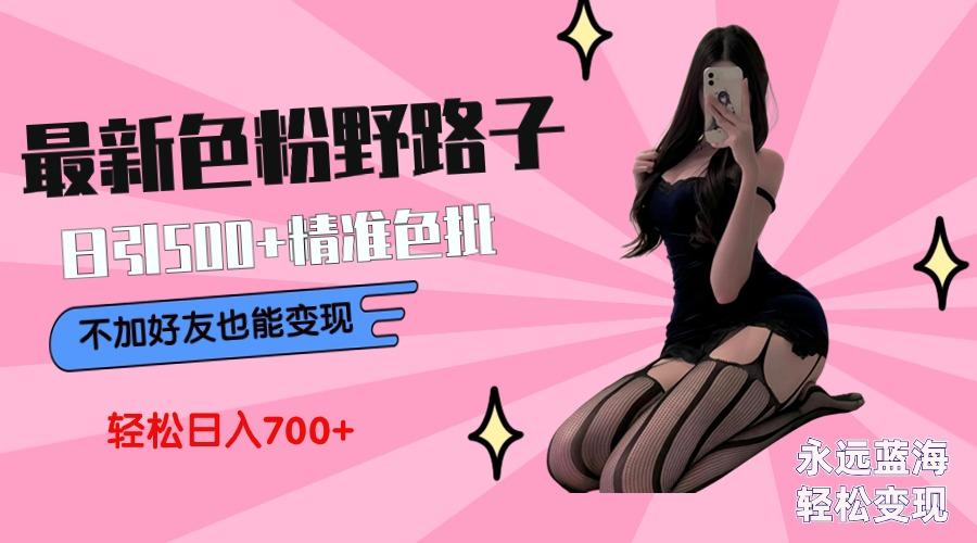 最新色粉变现野路子，日引500+老色批 可不加好友直接变现 小白轻松日入700+-氚客吧