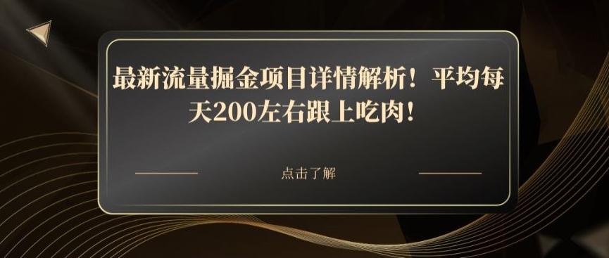 最新流量掘金项目详情解析！平均每天200左右跟上吃肉！-氚客吧
