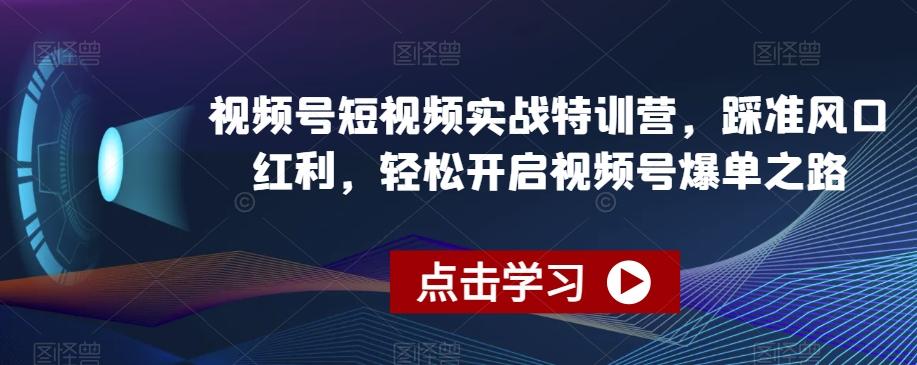 视频号短视频实战特训营，踩准风口红利，轻松开启视频号爆单之路-氚客吧