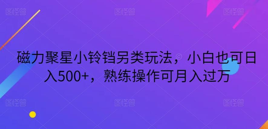 磁力聚星小铃铛另类玩法，小白也可日入500+，熟练操作可月入过万-氚客吧