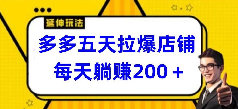 多多五天拉爆店铺，每天躺赚200+【揭秘】-氚客吧