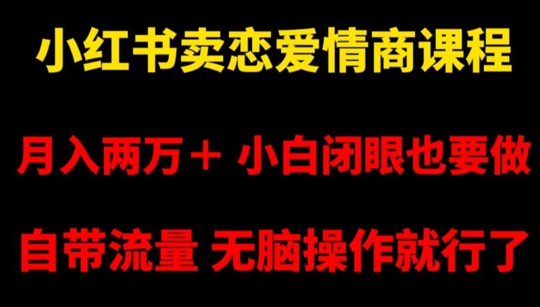 小红书卖恋爱情商课程，月入两万＋，小白闭眼也要做，自带流量，无脑操作就行了【揭秘】-氚客吧