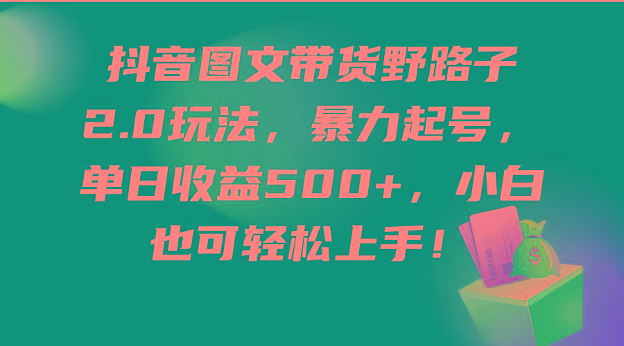 (9790期)抖音图文带货野路子2.0玩法，暴力起号，单日收益500+，小白也可轻松上手！-氚客吧