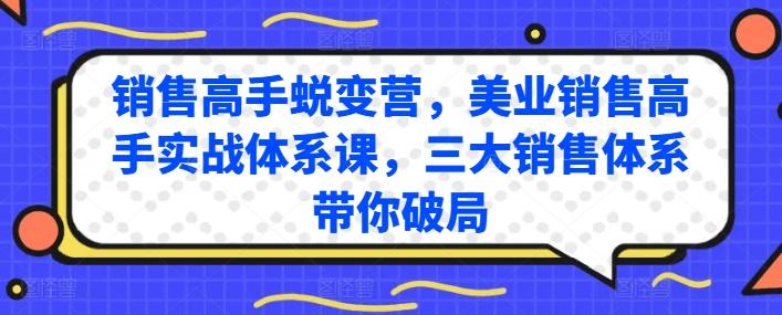 销售高手蜕变营，美业销售高手实战体系课，三大销售体系带你破局-氚客吧