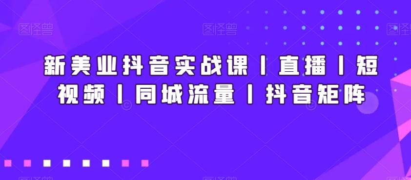 新美业抖音实战课丨直播丨短视频丨同城流量丨抖音矩阵-氚客吧