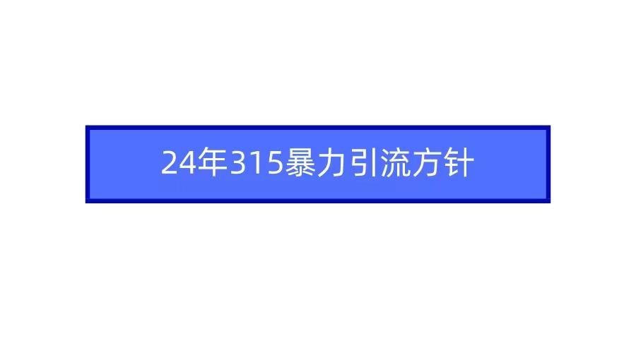(9398期)2024年315暴力引流方针-氚客吧