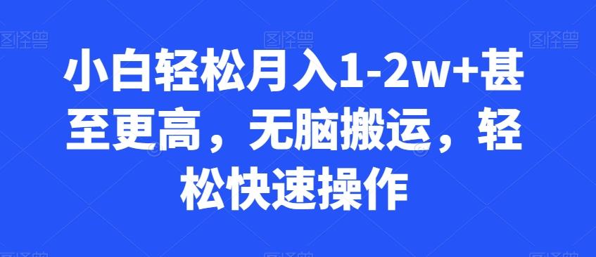 小白轻松月入1-2w+甚至更高，无脑搬运，轻松快速操作-氚客吧